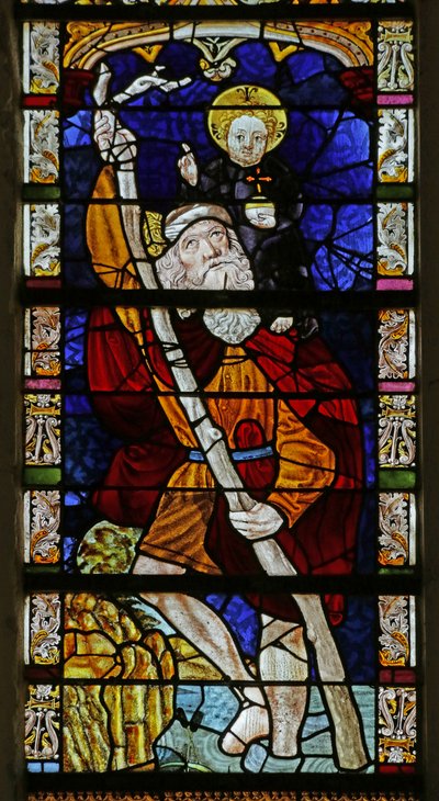 Window depicting Saint Christopher by French School
